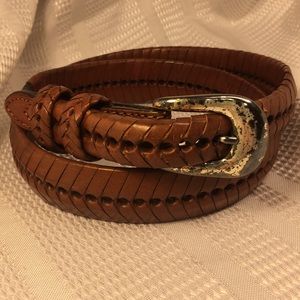 Leather belt w/silver plated buckle (removable)
